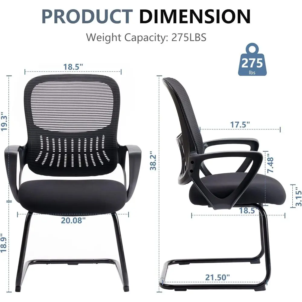 Ergonomic Executive Mesh Computer Chair with Lumbar Support, Sled Base, Conference, Bedroom, Waiting Room, Student | Ergonomic M