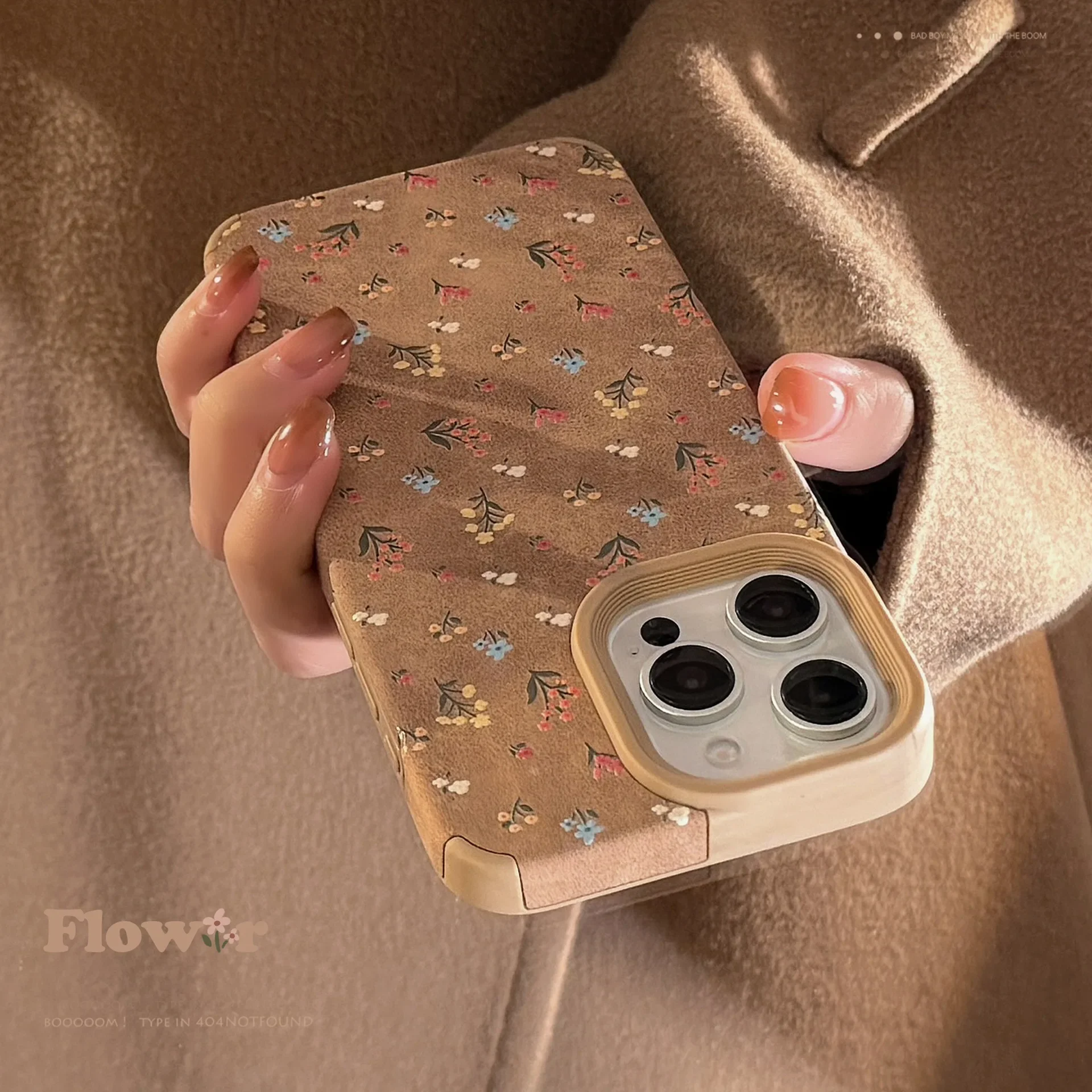 Retro winter autumn fairy tender flowers art Phone Case For iPhone 16 15 14 13 12 Pro Max Case Cute Luxury Cartoon leather Cover