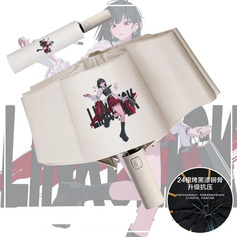 

Агент времени,12 рулонов, черно-белый, Shi Guang Dai Li Ren,Link Click, UF50+, аниме, ветрозащитный, с защитой от УФ-лучей, автоматический компактный зонт от дождя для женщин и мужчин