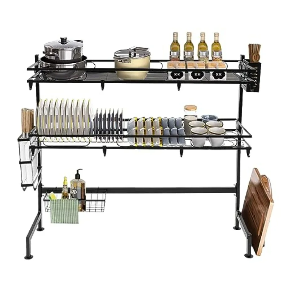 

2Tier Over Sink Dish Drying Rack Cutlery Drainer Kitchen Shelf Cup Organizing Over Sink Dish Drainer Drying Rack Large Dish Drai