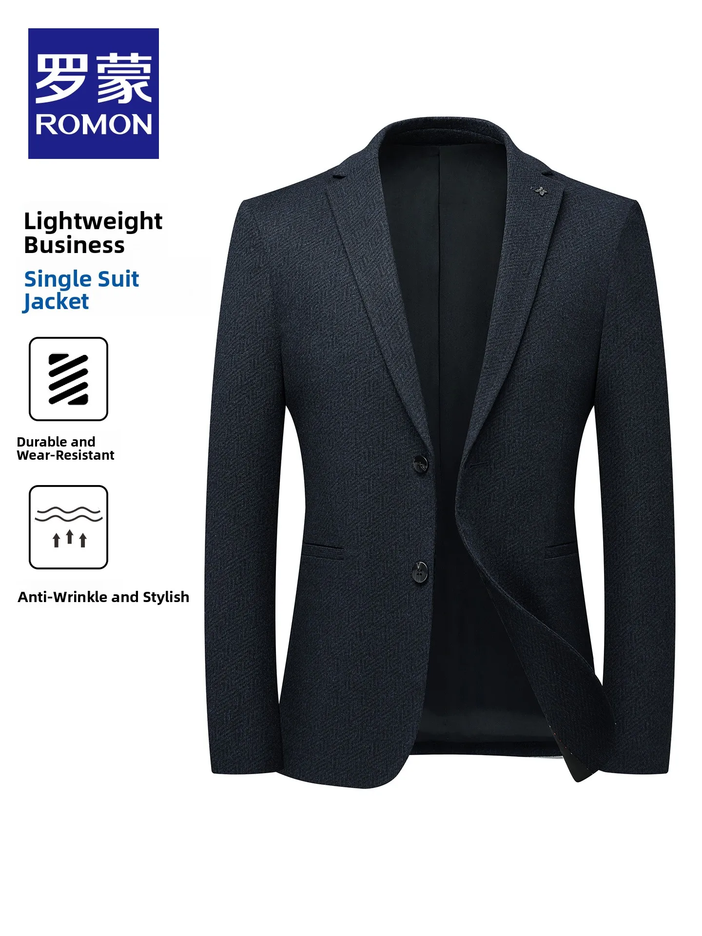 Romon Men's Business Casual Suit Jacket Autumn New Wedding Interview Single West Coat Polyester Fiber Standard Fit Business S...