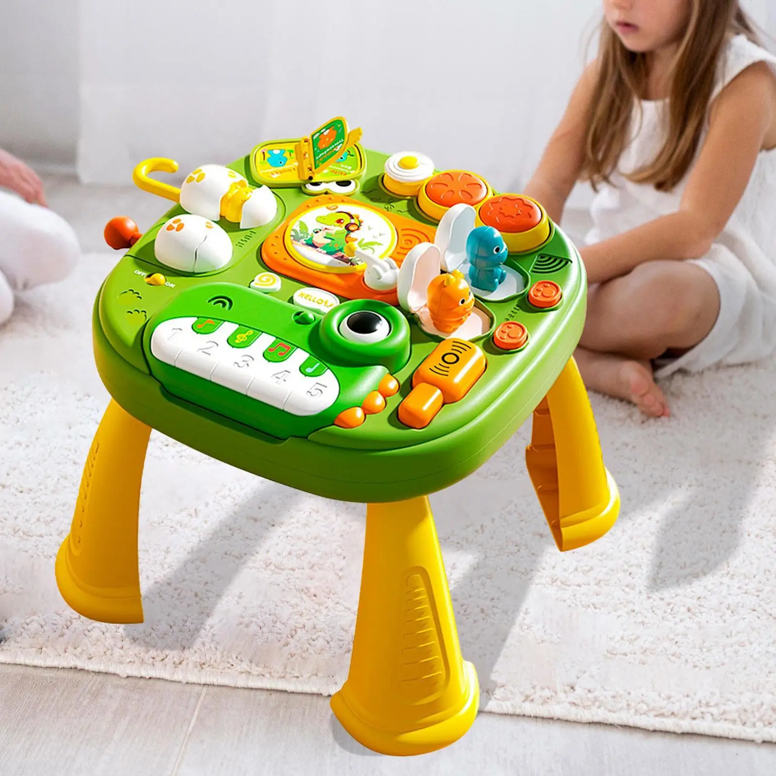 Tavolo da gioco per l'educazione precoce Macchina per l'apprendimento Melodie Divertenti giocattoli per bambini Set da gioco Tavolo per l'apprendimento musicale per il regalo di Capodanno per neonati