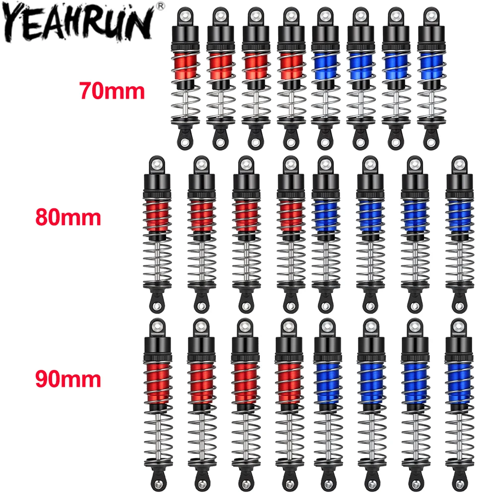 YEAHRUN 4 Stück Metall 70/80/90/100mm Stoßdämpfer Öldämpfer für 1/10 RC Crawler Auto Axial SCX10 Wraith D90 TRX4 TRX6 Upgrades