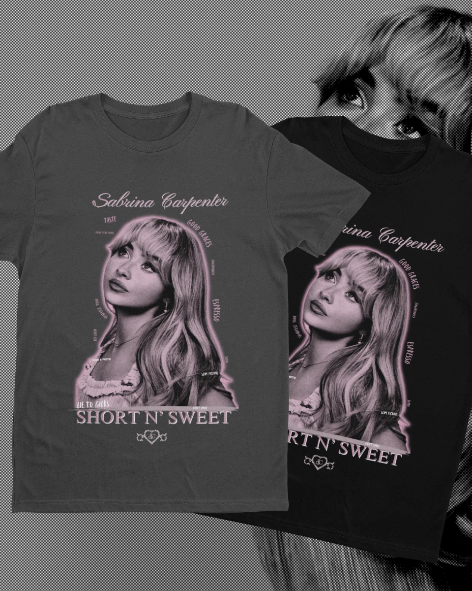 سابرينا كاربنتر جولة حول العالم تي شيرت الشارع الأمريكي الهيب هوب الرجال النساء المتضخم Y2k قصيرة الأكمام الذكور الإناث الملابس تي شيرت #1
