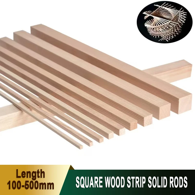 1PCS 30/40/50*30/40/50/60mm Square Wood Strip Solid Rods DIY Model Material Crafts Decoration Making Parts Length 100/200-500mm