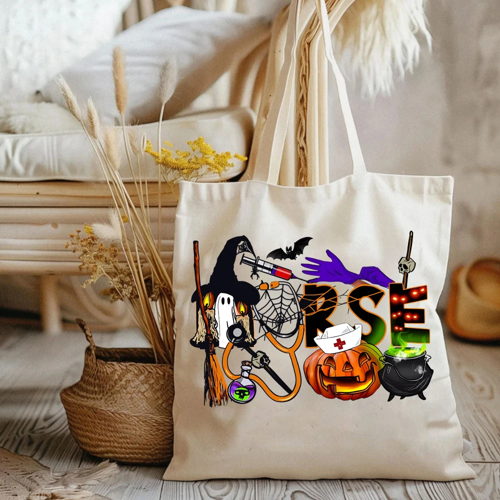 Bolso de mano para enfermera de Halloween, bolsa de compras para enfermera, otoño