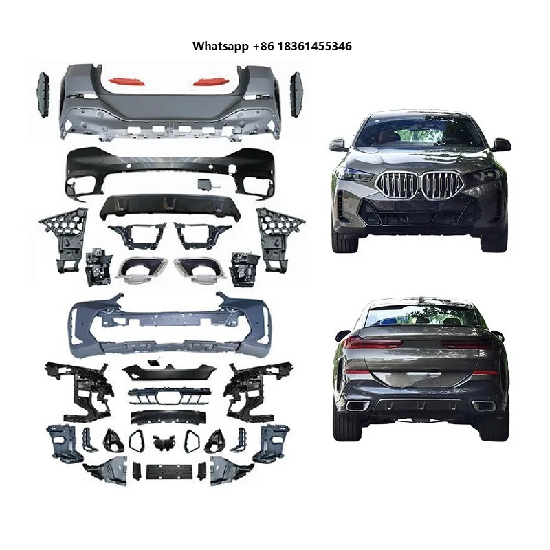 

For X6 2023-2024 G06 Car Modification Upgrade M-Tech Body Kit Front Rear Bumper Lip Grille Exhaust Tailpipe Suitable
