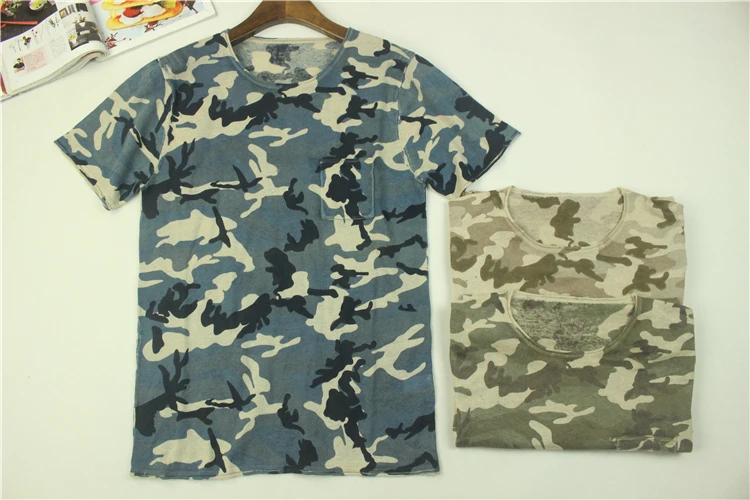 

Men's Summer Cotton Linen Blend Knitted ort Sve round Ne ket T-irt Faion Urban Sle Camouflage Turn-down Collar
