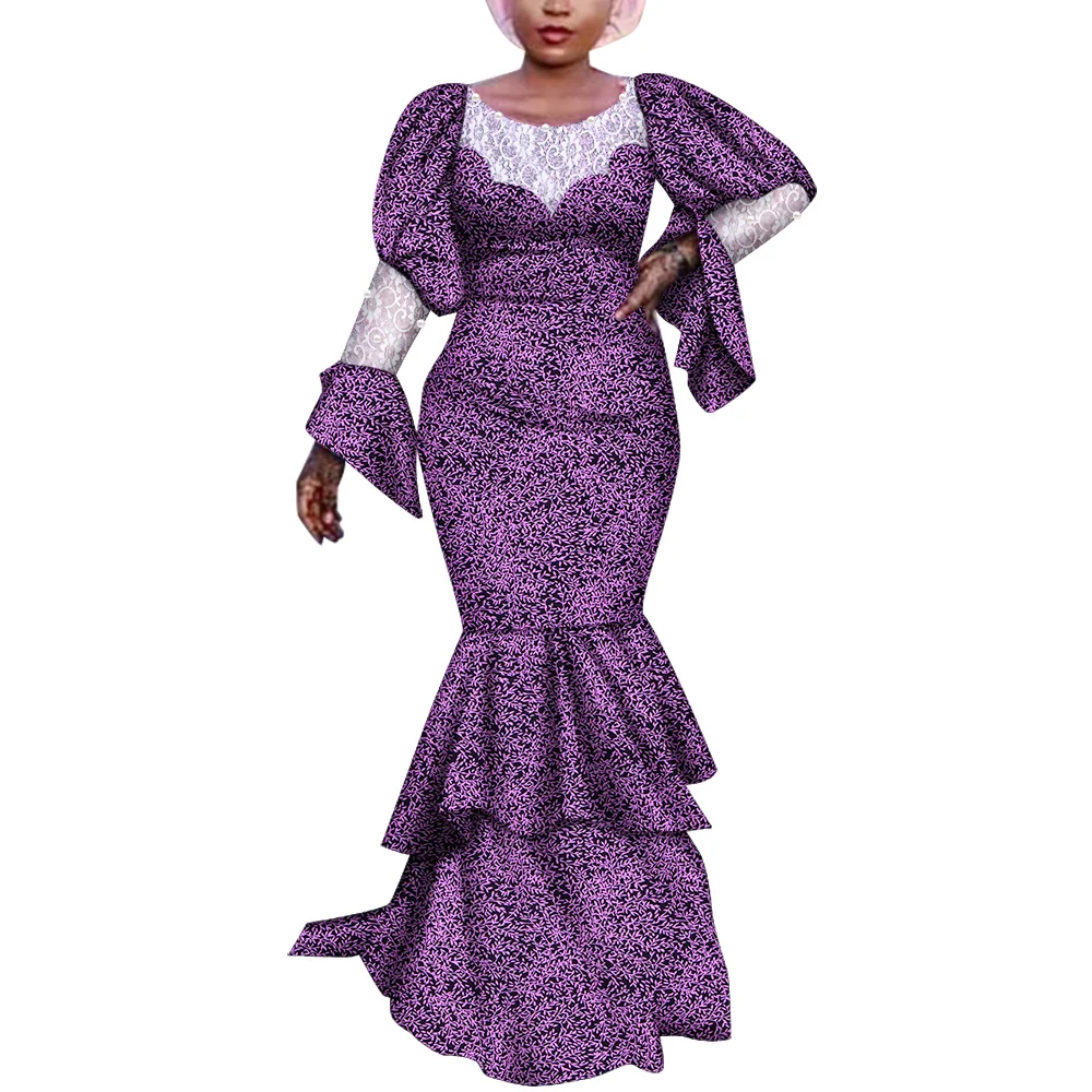 فساتين أفريقية للنساء فستان حورية البحر طويل مطبوع عليه شمع أفريقي لملابس الحفلات فستان ماكسي أنقرة فام أفريقي WY6996 #4