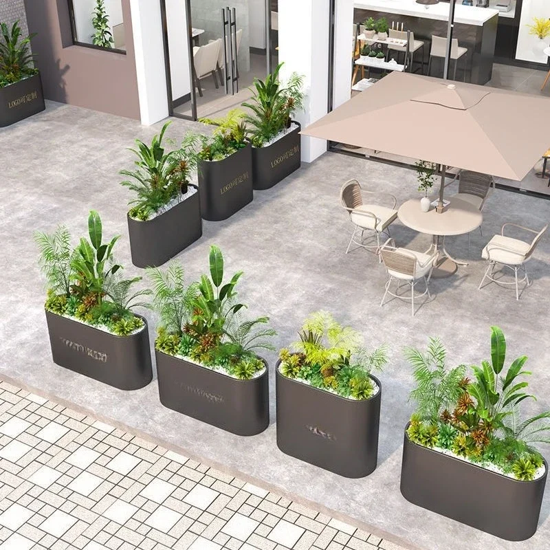 Outdoor wrought iron flower bed balcony outdoor wrought iron courtyard partition flower box combination