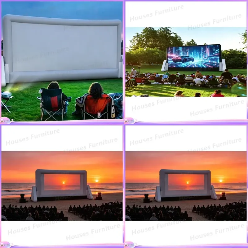 Inflatable Movie Screen Outdoor Digital Rear Projection Waterproof Weatherproof Party Event Theater Display with Blower Easy