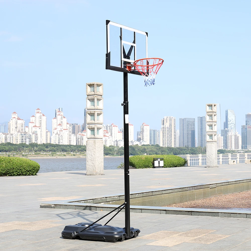 Portable and Removable Adult PC Transparent Backboard Basketball Stand (Basket Height Adjustment 2.45m-3.05m) Maximum 7# Ball