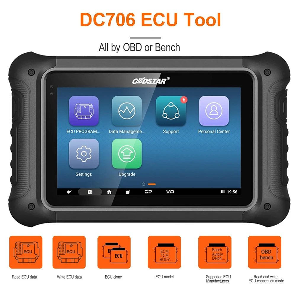 Original OBDSTAR DC706 ECU Tool Full Version for ECM /TCM/ BODY/Clone by OBD or BENCH for Car and Motorcycle Plus P003