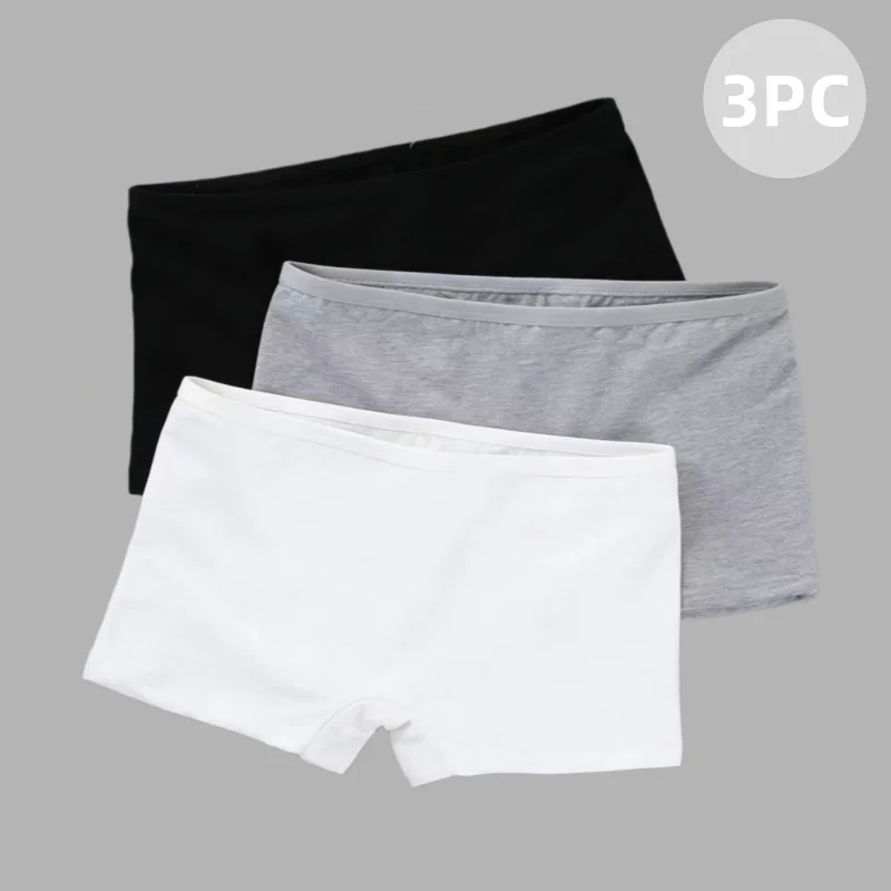 

3PCS Big Girls Underwears Mid-Waist Student Young Girls Panties Solid Color Teenage Boxershorts Briefs Children Underpants