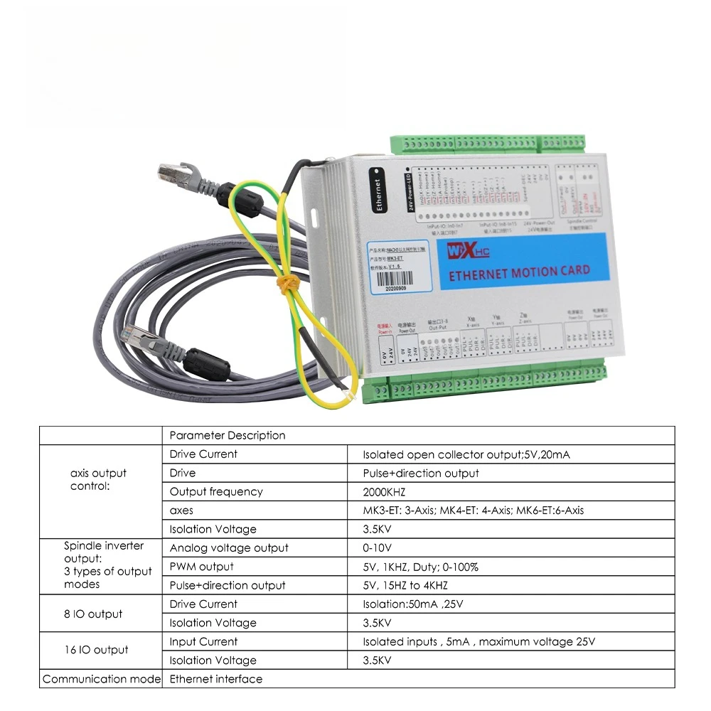 XHC إيثرنت 3/4/6 محور MACH3 CNC بطاقة التحكم في الحركة تردد 2000 كيلو هرتز تحكم لوحة القطع لمحرك متدرج/محرك سيرفو