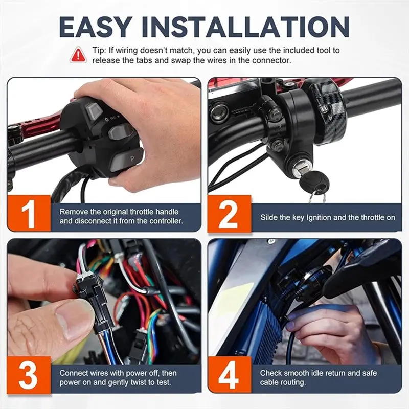 Full Twist Throttle With Key Ignition For Ridstar Q20 Surron Electronic Throttle Lever Replacement Accelerator Grip Switch-Boom