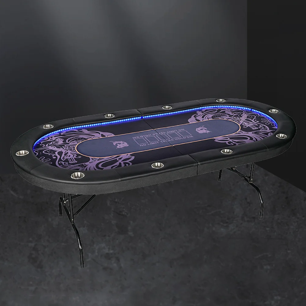 Texas Poker Table 213 * 106cm Table Feet Foldable with LED Light Casino Texas Baccarat Price Discount