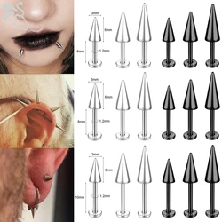 ZS 1 PC Punk Long Spike 16G Stainless Steel Labret Lip Piercing Men Externally Threaded Helix Cartilage Conch Piercings 6-10MM