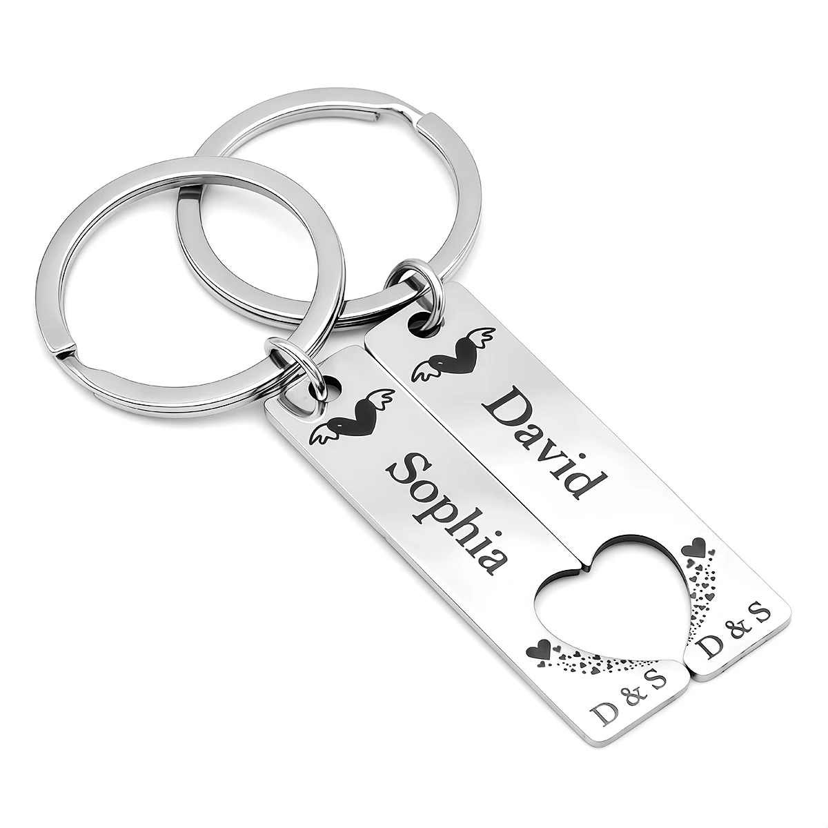 

2 шт./компл. Персонализированные брелоки-сердечки с именем и датой для свадьбы, влюбленных пар, девушек и парней, подарки на ключи