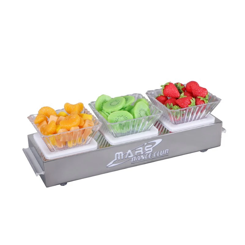 

KTV fruit plate plate bar snack stainless steel luminous fruit holder rechargeable fruit platter led creative snack