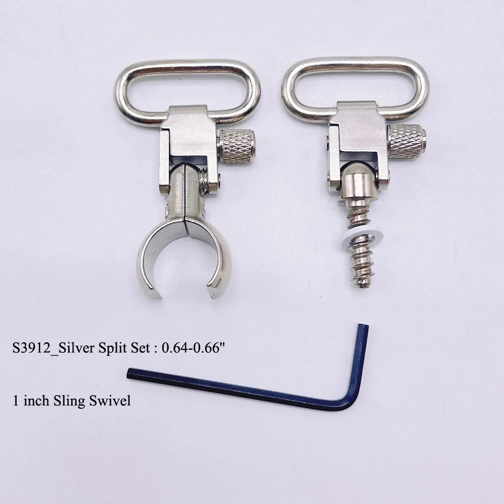 4 Kinds QD Silver Sling Sets Split/Full Band Swivels Hunting Accessories_S3312#/S4612#/S0512#/S3912#Silver Color