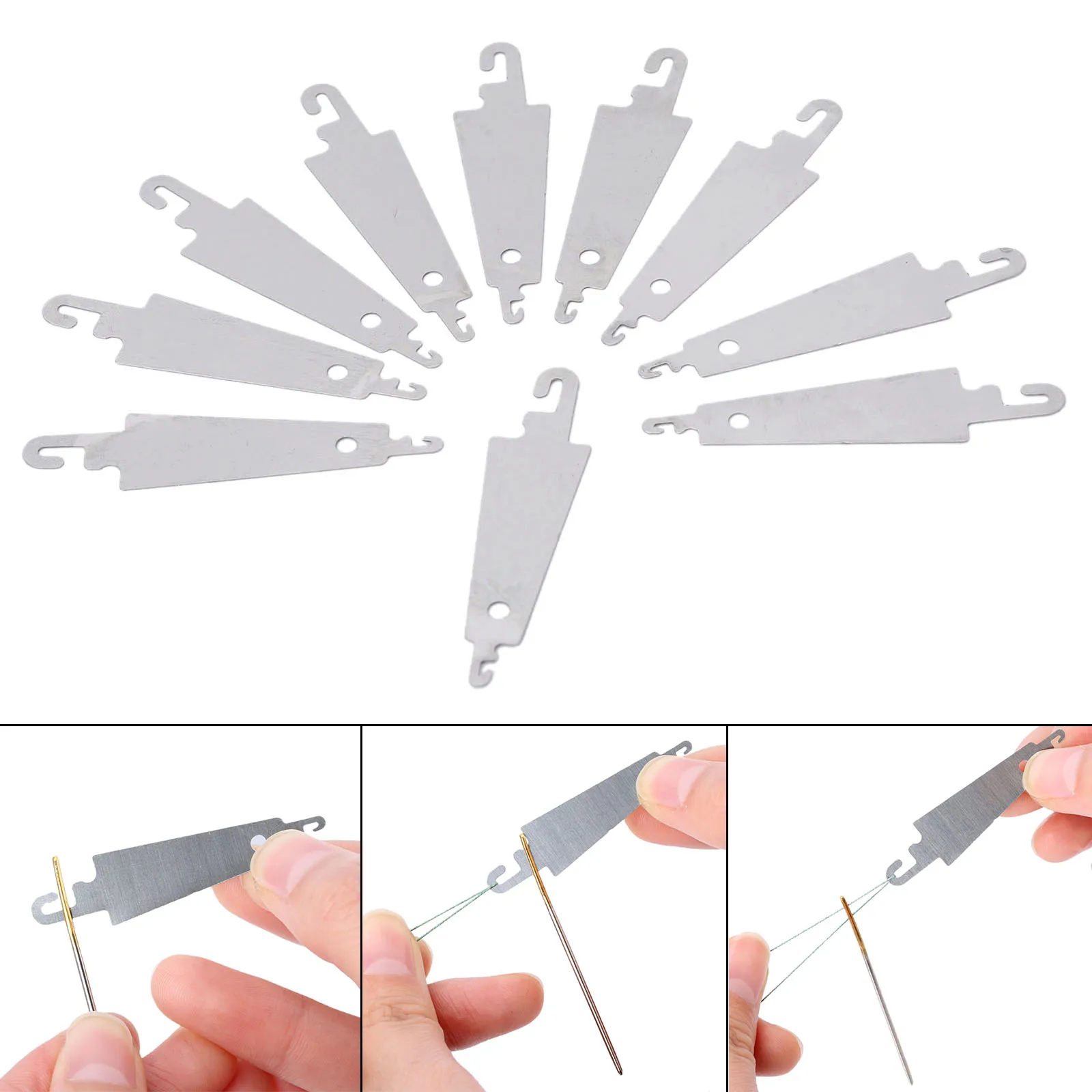 10PCS Needle Threaders Inserter Sewing Machine Accessory DIY Needlework Cross Embroidery Device Durable Stainless Steel 5cm