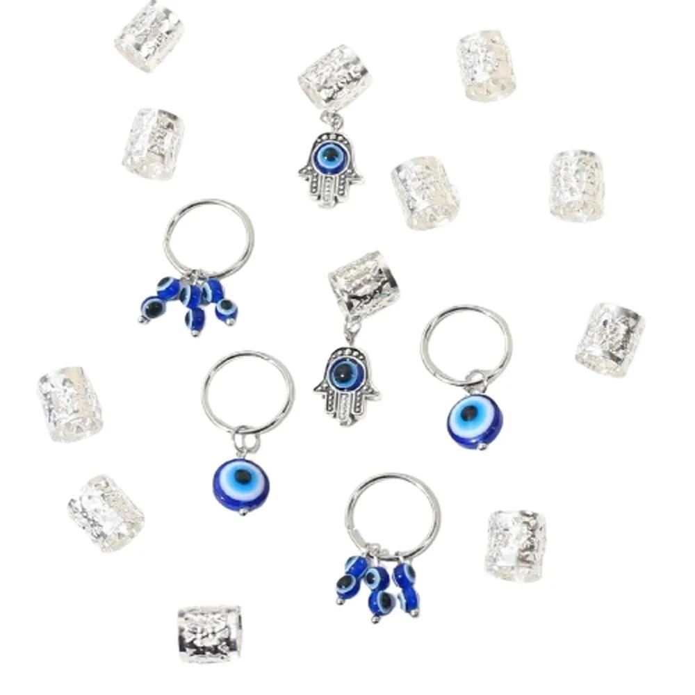 

16 шт., кольцо для волос от сглаза, замки для страха, металлические зажимы для манжет, дреды, бусины, головные уборы, сделай сам, трубки для косичек для волос, женские трубки