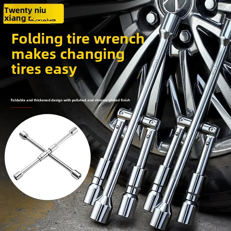 Large Torque Cross Folding Tire Wrench - Labor-saving Hexagonal Cross Car Tire Wrench