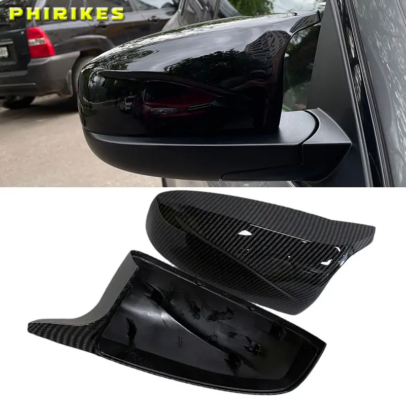 Excellent Facelifted Side Wing Modified for BMW X5 E70 X6 E71 2008-2013 Mirror Cover Caps Bright Black Carbon Fiber Pattern