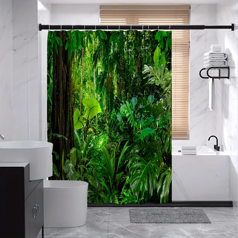 Shower Curtain Funny Shower Curtains for Bathroom Lush Tropical Jungle Bath Curtain - Vibrant Greenery & Exotic