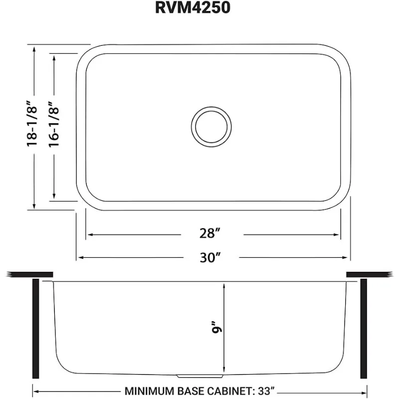 Ruvati Undermount 30 inci 16 Gauge Stainless Steel wastafel dapur mangkuk tunggal RVM4250