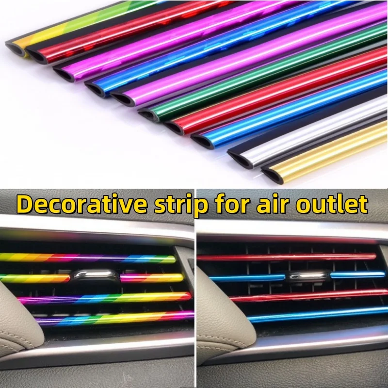 

10PCS 20cm Car Air Conditioner Outlet Styling Decorative U Shape Moulding Trim Decor Strips Colored Shiny Decorative Strip