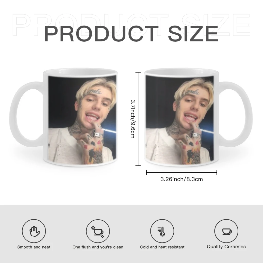 L-Lil Peeps Rapper 11oz Afternoon Tea Mug Multifunctional Ceramic Coffee Mug Porcelain Coffee Cup Drinking Cup