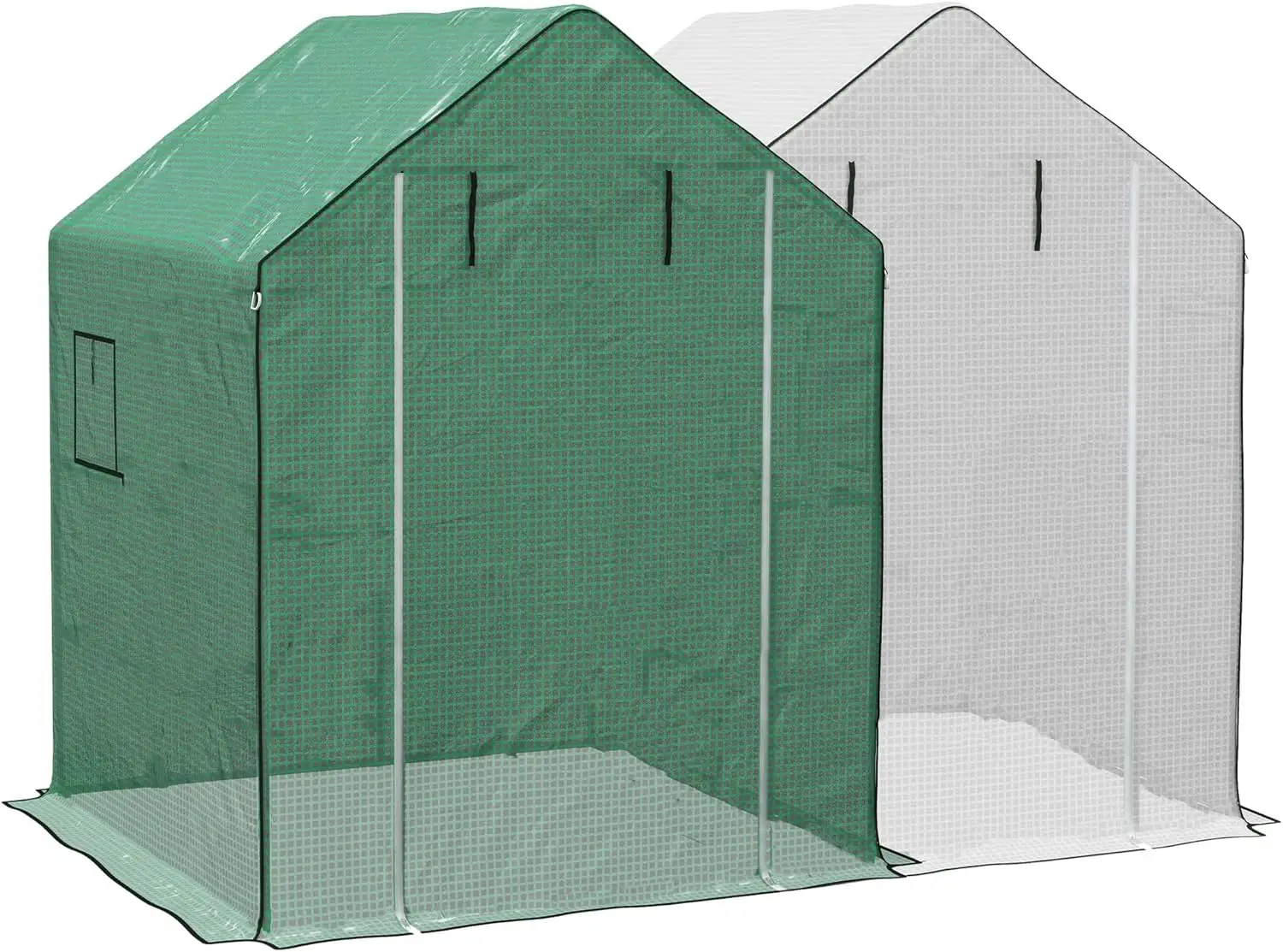 

2 Pieces Walk-in Greenhouse Replacement Cover for 01-0472 w/ Roll-up Door and Mesh Windows, 55"x56.25"x74.75" Reinforced