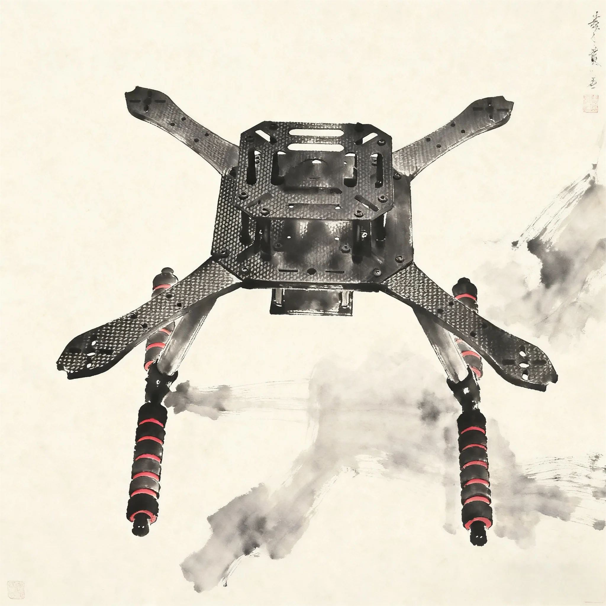 angeltoy-q380-q350-8-9-10-pouces-quadrotor-multi-axes-cadre-uav-panneau-central-en-fiber-de-carbone-pixhawk-apm-controleur-de-vol-multi-routeur