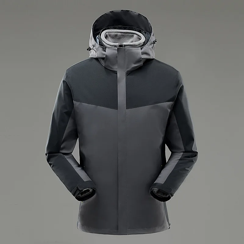 

Customized new outdoor jacket three-in-one two-piece set, detachable windproof waterproof mountaineering for men women