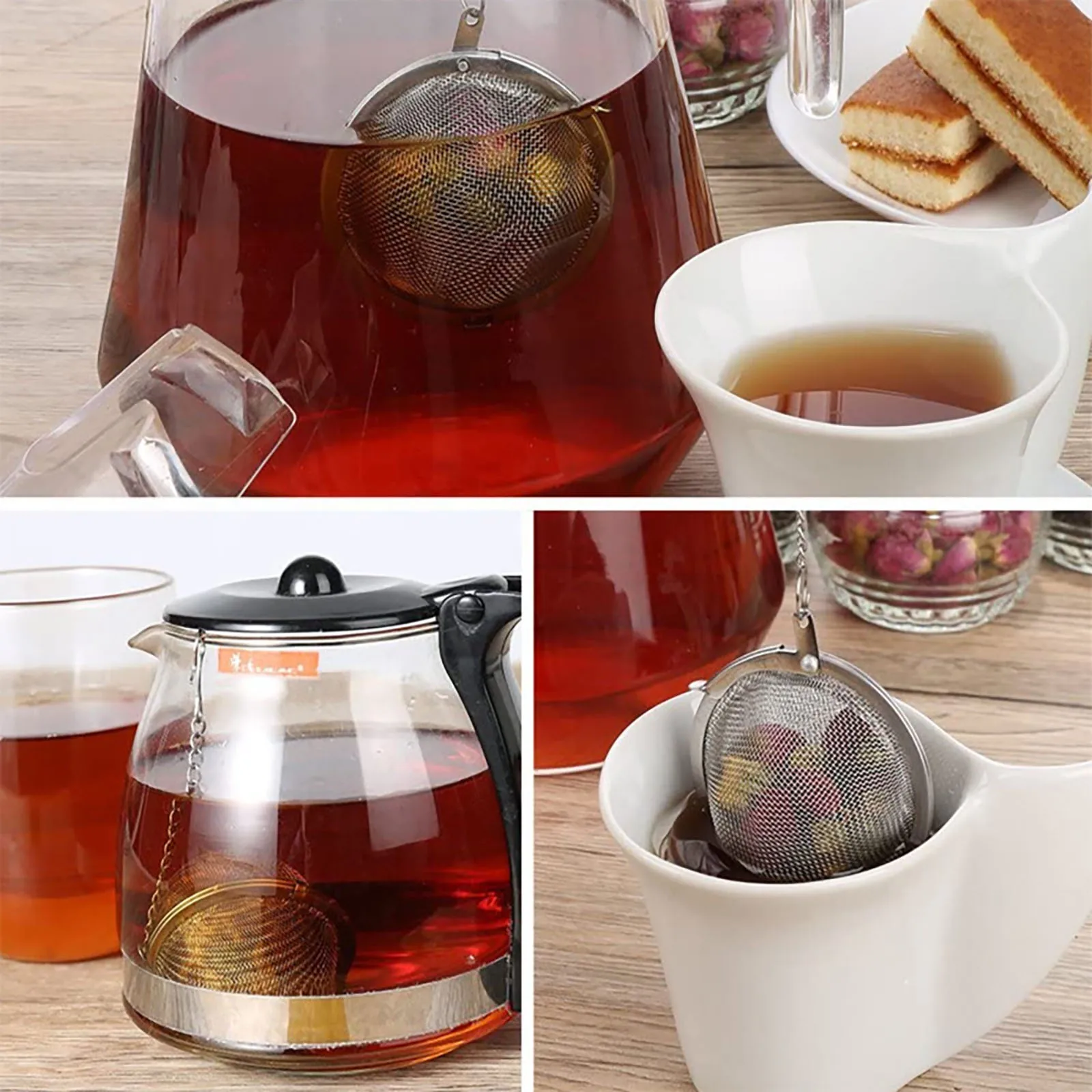 

Stainless Steel Tea Strainer Infuser Mesh Ball Shape Infuser Filter Reusable Loose Leaf Strainer Bag Brew Herb Tea Accessories