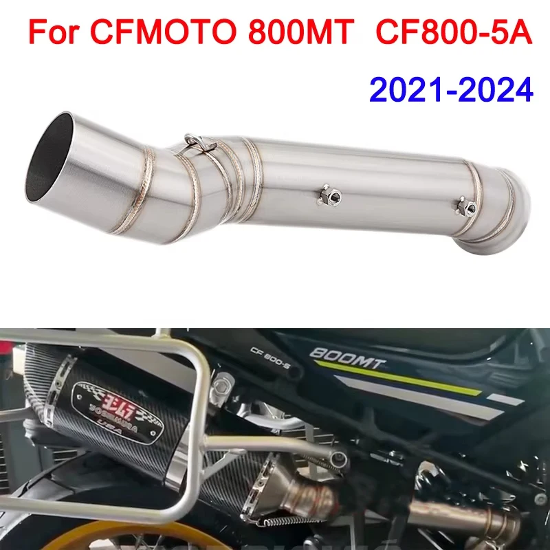 الانزلاق على العادم ل CFMOTO 800MT 800 mt CF800-5A 2021 2022 2023 2024 دراجة نارية العادم الهروب موتو تعديل الأوسط أنبوب ربط الأنابيب #6
