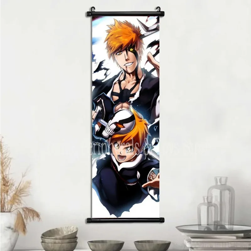 Hanging Painting Bleach Wall Artwork Kurosaki Ichigo Pictures Scroll Print Canvas Japanese Anime Poster Home Decor Living Room