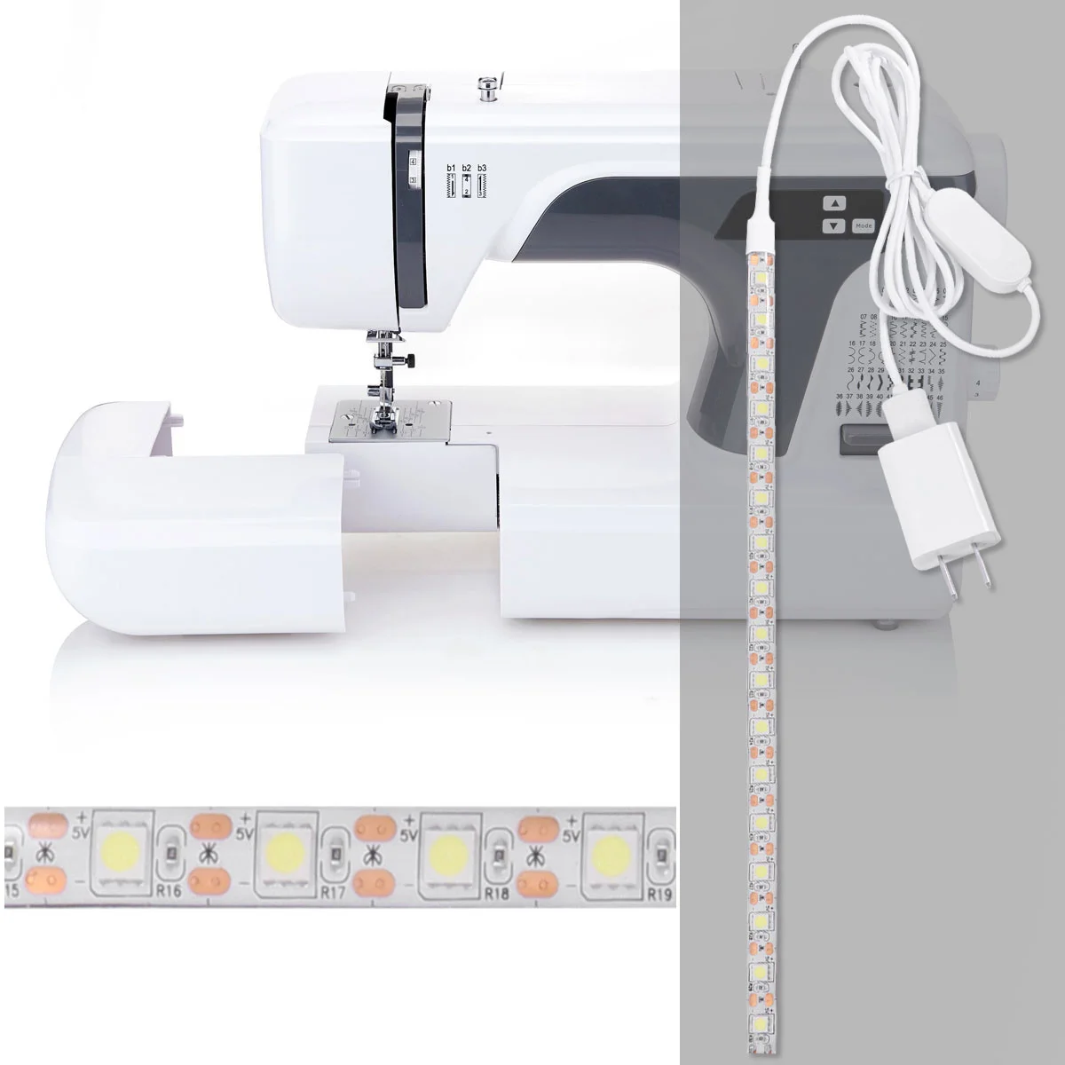 

50Cm 4000K Pure White USB Powered LED Strip Lighting Kit for Sewing Dimmer Included Adhesive Clips Flexible Bright