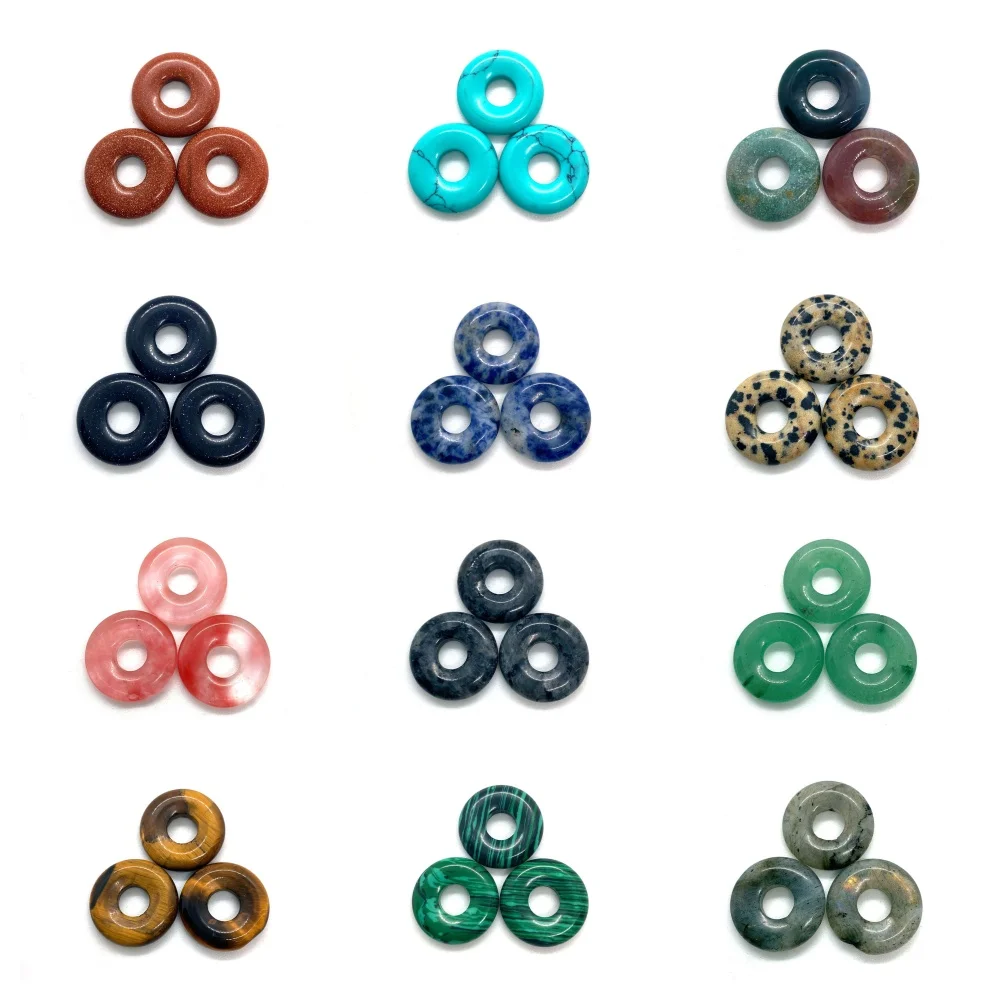 Natural Stone Round Ring Beads Chinese Style Peace Clasp Polished Loose Beads Jewelry Making DIY Handmade Jewelry Accessories