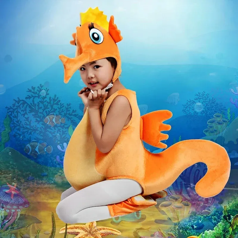Sky02 Kids Seahorse and Crab Costumes Cosplay Halloween Boys and Girls Baby Toddler Ocean Animal Performance Outfit for Dre88Li