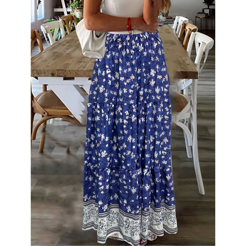 Gonna lunga casual a vita alta Longteng da donna taglie forti 1XL-5XL