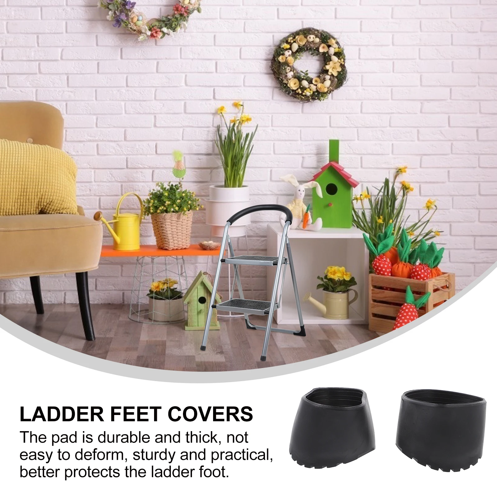 

2pcs PVC Ladder Feet Covers Non skid Durable Protective Pads Folding Mats Sturdy Guard Floor Anti slip Ladder Foot Building