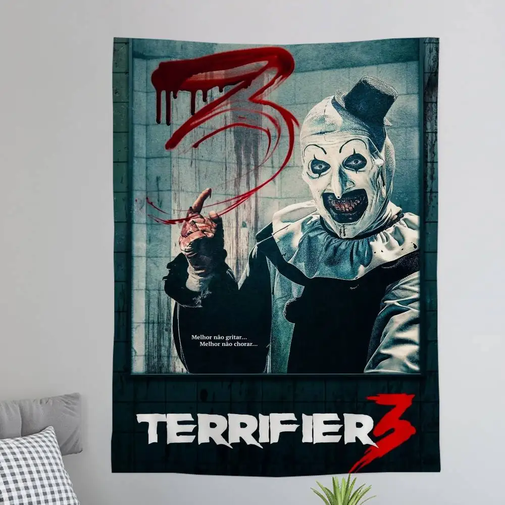 Terrifier 321 Collection Classic Horror Movie Film Printed Large Wall Tapestry Indian Buddha Wall Decoration Witchcraft