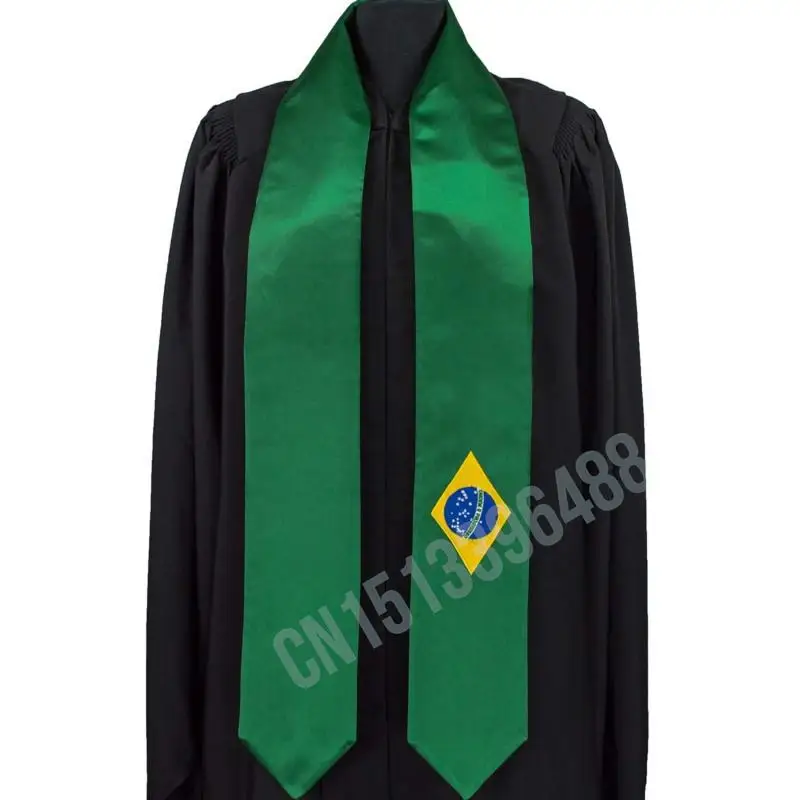 Brazil Flag Scarf Top Print Graduation Sash Stole International Study Abroad Adult Unisex Party Accessory