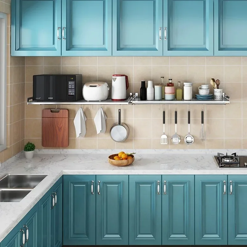 

Kitchen 304 Stainless Steel Wall-mounted Shelf Microwave Oven Pot Storage Shelf Bathroom Shower Rack and Tissue Holder with Hook