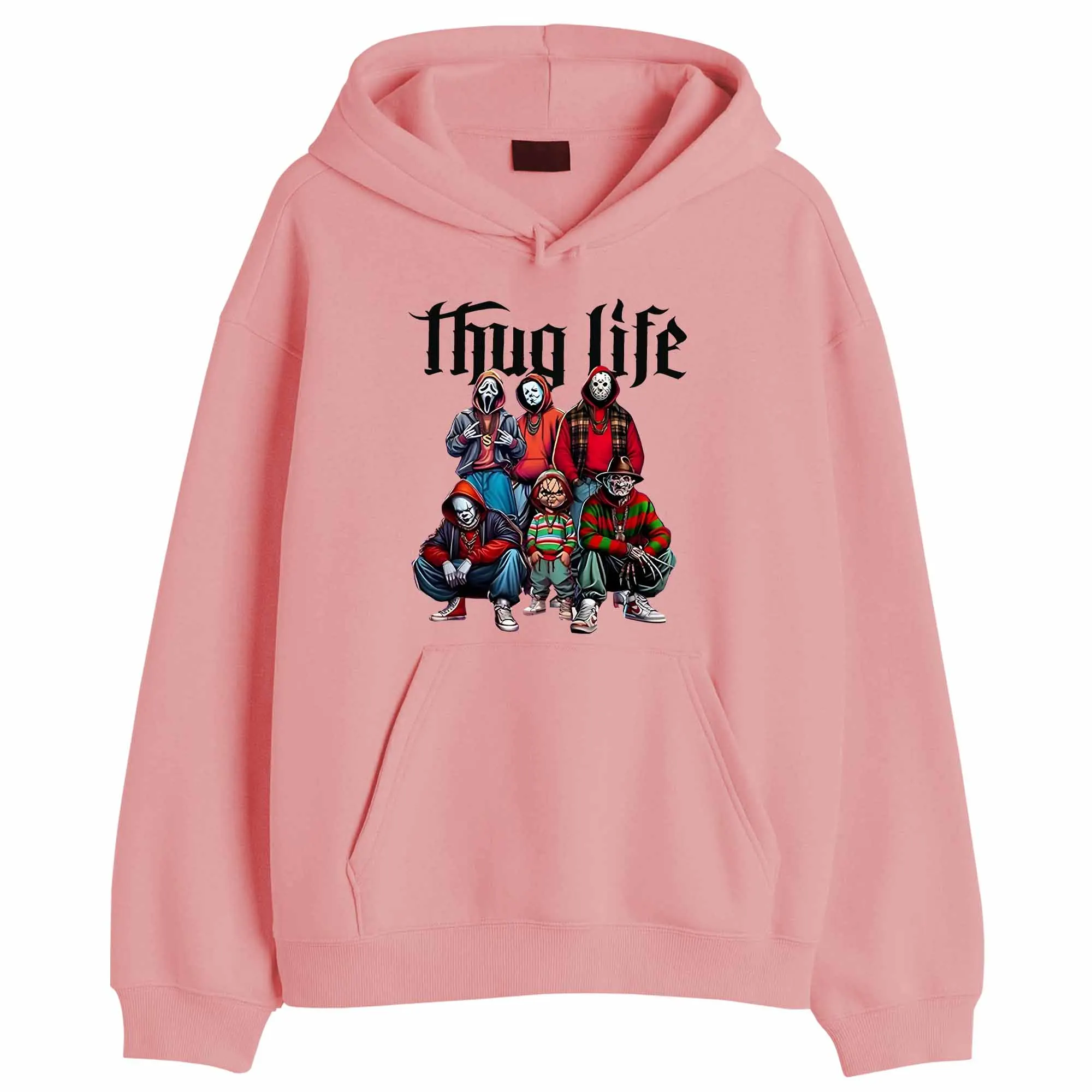 Thug Life Horror Movie Hoodie Friends Horror Character Halloween Hoodie Halloween Horror Character Funny Graphic Hoodie