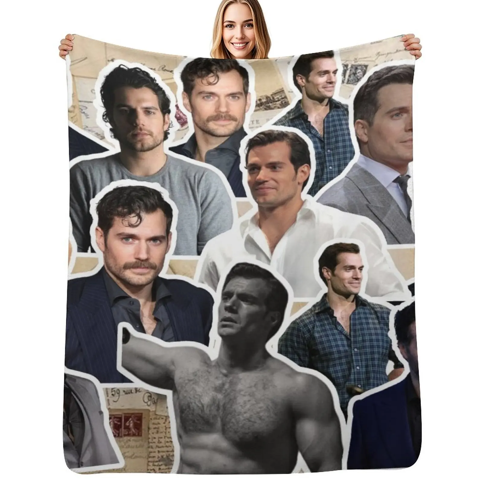 henry cavill photo collage Throw Blanket Wrinkle Resistant Lightweight Blanket