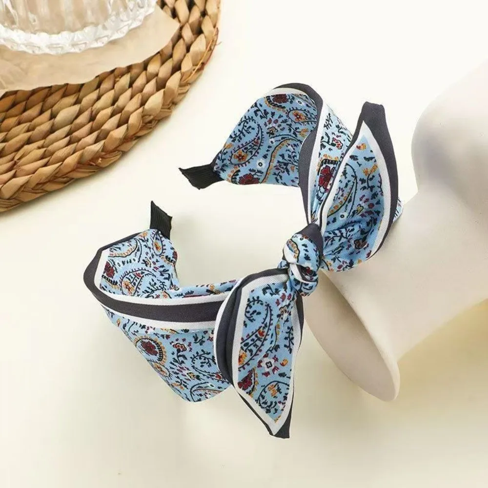 New Wide Brim Bowknot Headband Floral Elastic Hair Band Paisley Cloth Turban Headwrap Hair Accessories
